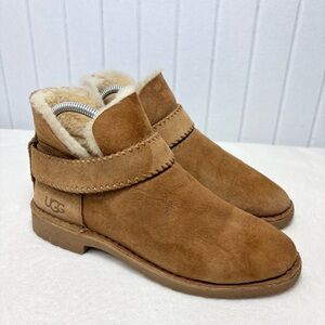 UGG MCKAY CHESTNUT SUEDE SHEARLING ANKLE BOOTS  Size 8